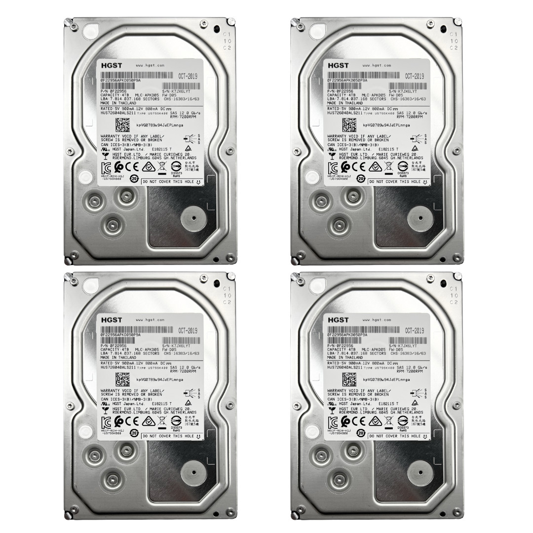 (LOT OF 4) HGST 4TB SAS 12Gb/s 7200RPM 3.5 (LOT OF 4) HGST 4TB SAS 12Gb/s 7200RPM 3.5