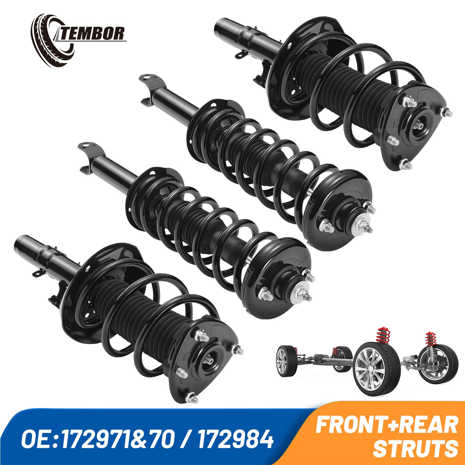 Front Rear Complete Struts Assembly For 2013-2017 Honda Accord 2.4L 3.5L 4pc Front Rear Complete Struts Assembly For 2013-2017 Honda Accord 2.4L 3.5L 4pc