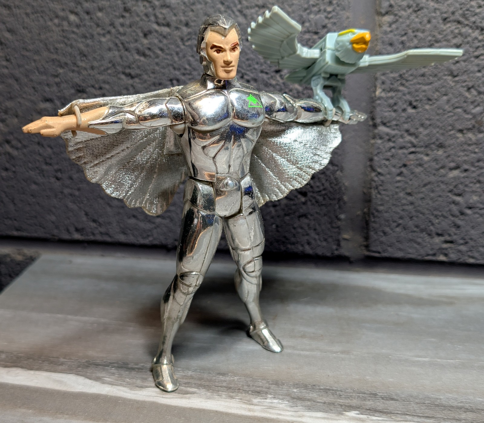 Vintage 1986 Kenner SilverHawks Quicksilver Figure w/ Tally-Hawk & Wings
