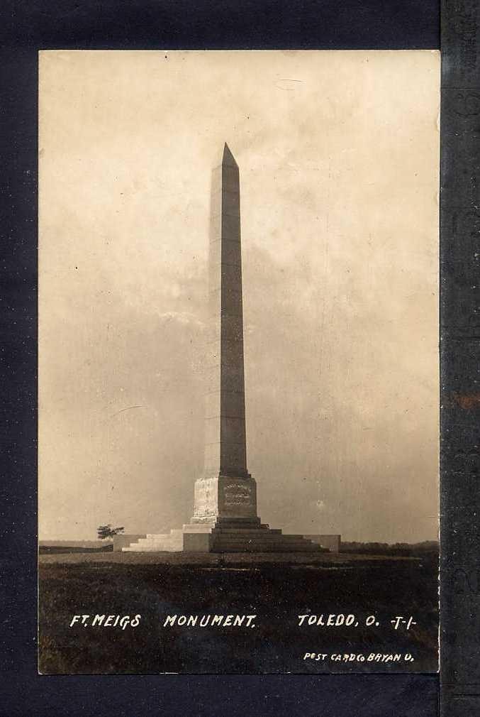 1909 Toledo Ohio FORT MEIGS MONUMENT War of 1812 Real Photo Postcard RPPC