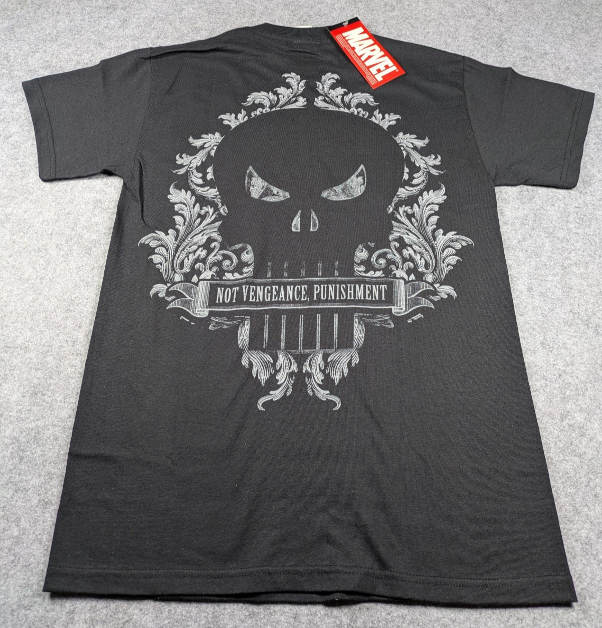 Vintage Punisher Shirt Mens Small Black Double Sided Deadstock Mad Engine Marvel