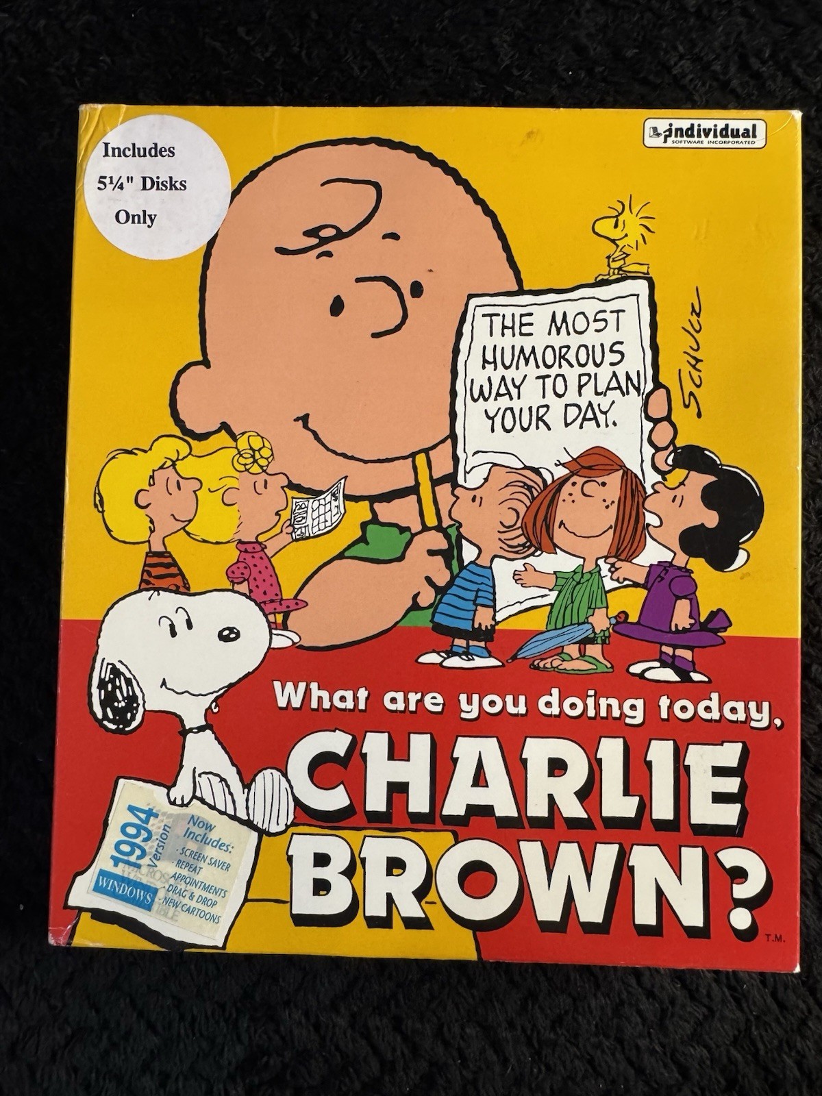 Vintage 1994 Snoopy Peanuts Charlie Brown PC Software 5.25 Floppy Disks Box