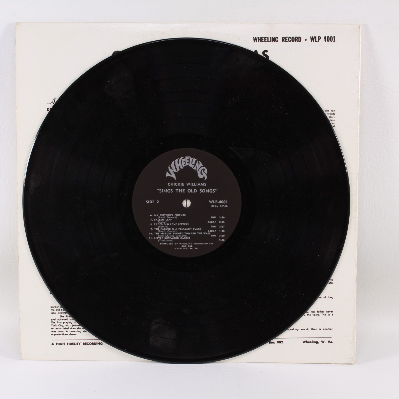 Chickie Williams Sings The Old Songs LP 1973 Wheeling WLP-4001 Chickie Williams Sings The Old Songs LP 1973 Wheeling WLP-4001