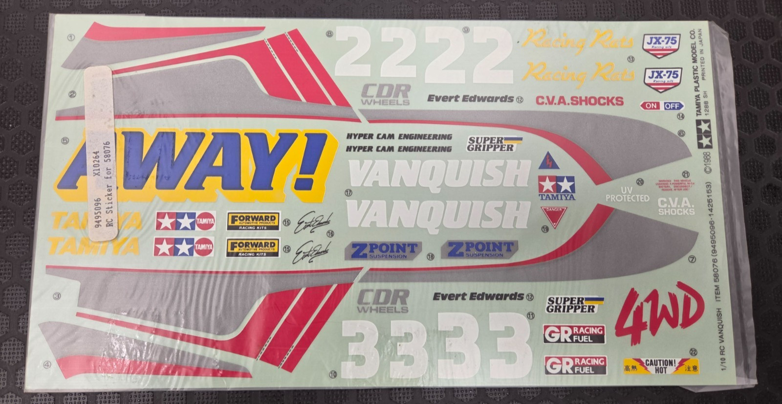 Vintage Tamiya Vanquish Sticker Set NIP RARE 9495096 58076 Vintage Tamiya Vanquish Sticker Set NIP RARE 9495096 58076