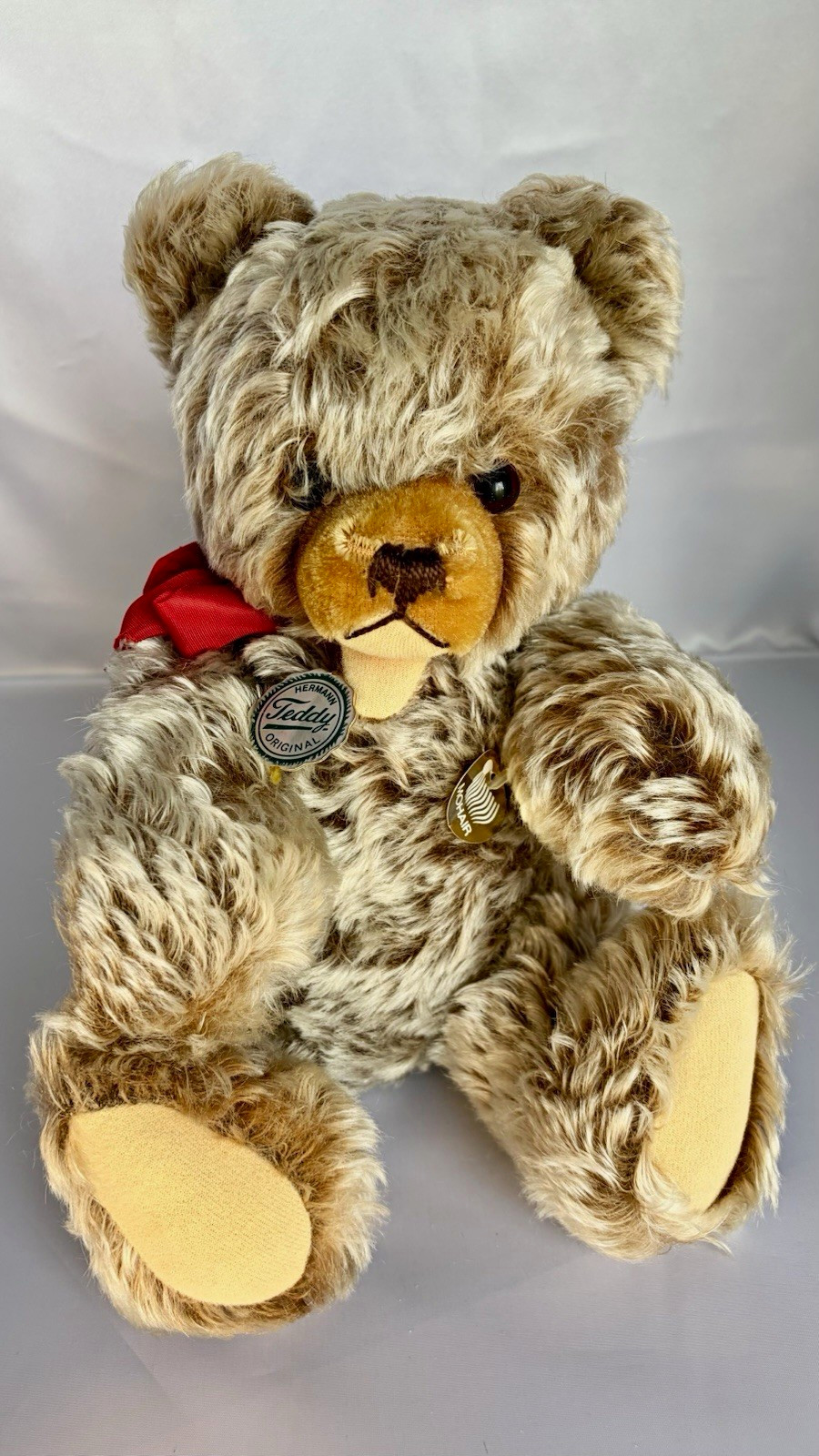 Vintage Hermann Teddy Bear Original Zotty Bear 12” Mohair WORKING GROWLER w/tags