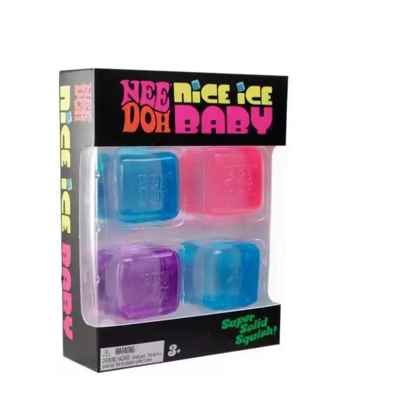 NeeDoh Nice Ice Baby 4-Pack Mini Cubes Authentic Squishy Fidget Stress Toy