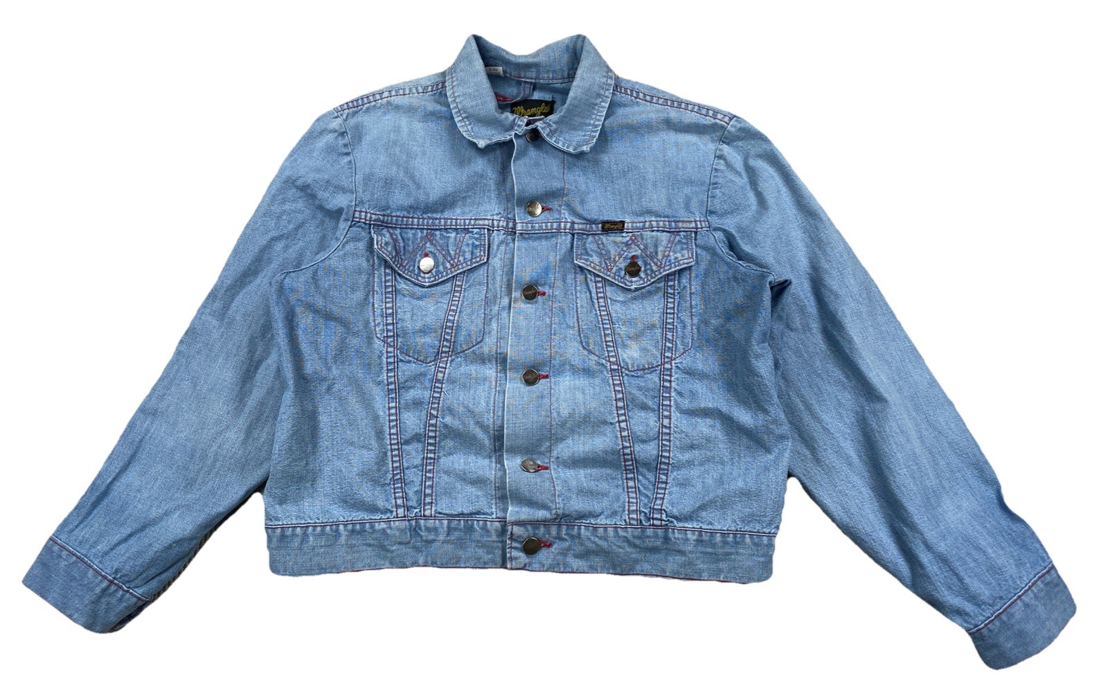 Vintage Wrangler Blue Denim Jacket Red Stitching Size 42 Vintage Wrangler Blue Denim Jacket Red Stitching Size 42
