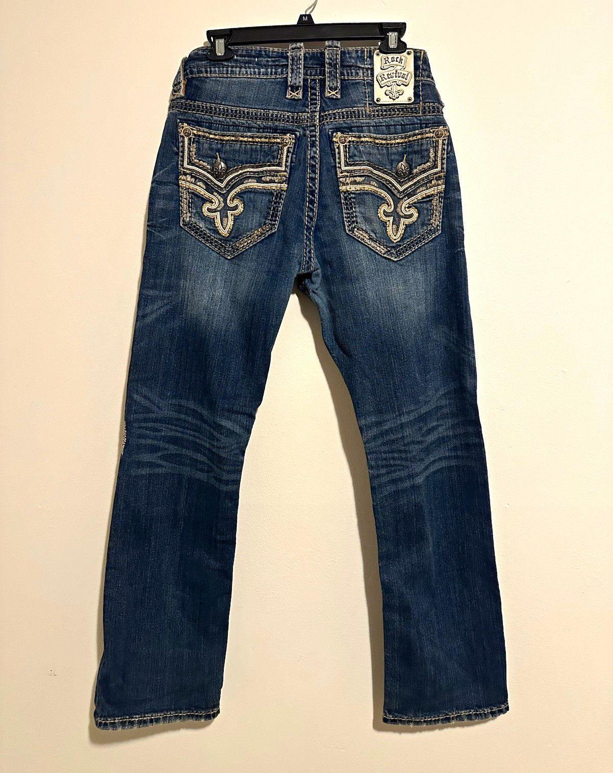 Rock Revival Moscow Men’s Straight Blue Medium Wash Jeans 32x30 5-Pocket Rock Revival Moscow Men’s Straight Blue Medium Wash Jeans 32x30 5-Pocket
