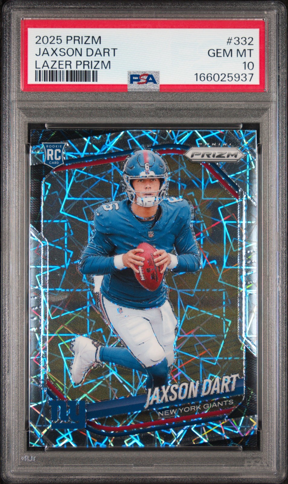 Psa 10 2025 Panini Prizm - Rookies Jaxson Dart #332 Lazer Prizm (RC) QTY NYG Psa 10 2025 Panini Prizm - Rookies Jaxson Dart #332 Lazer Prizm (RC) QTY NYG