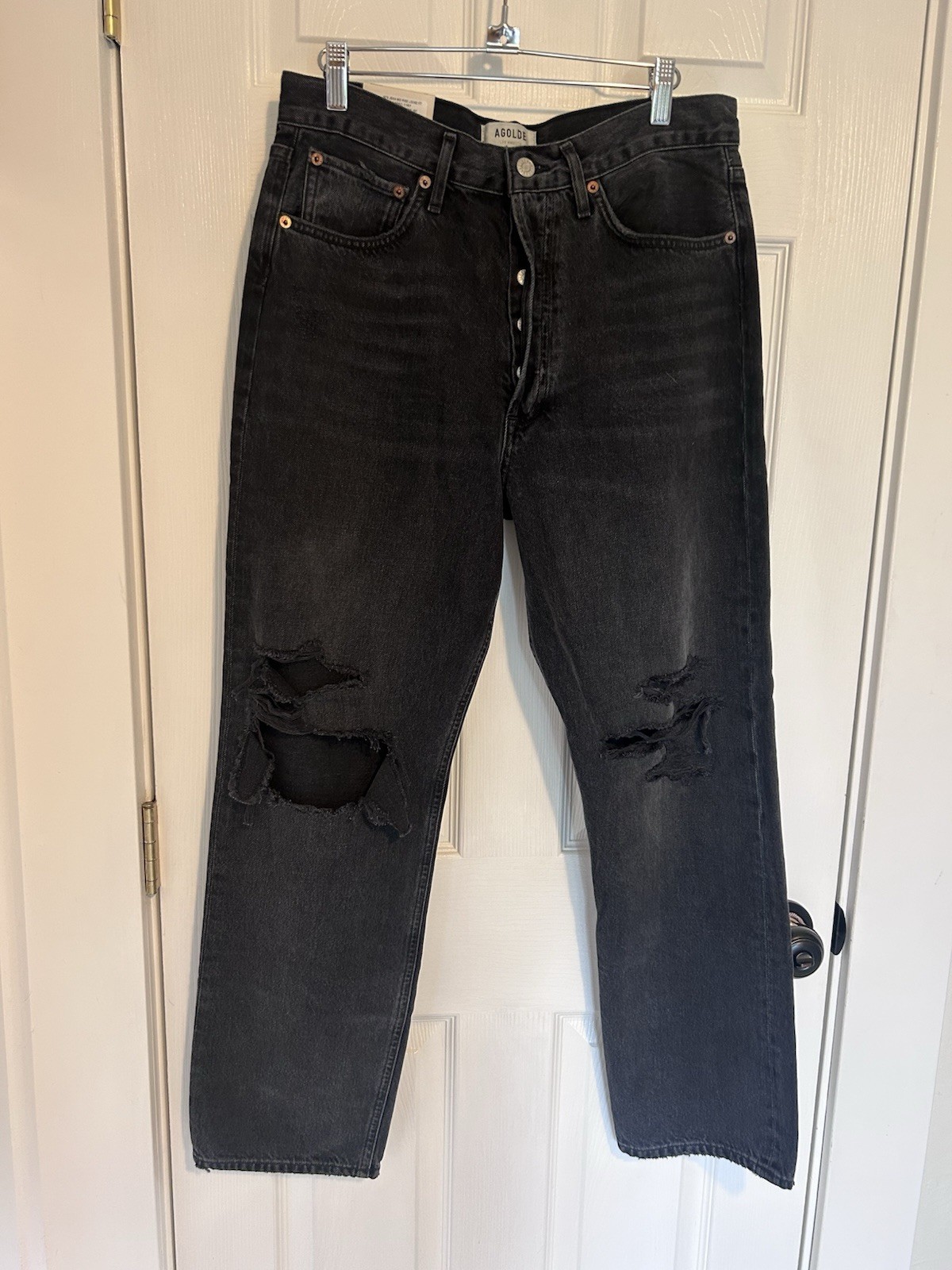 NWT Agolde “90s Jean” Mid Rise Loose Fit Distressed Jeans Size 28