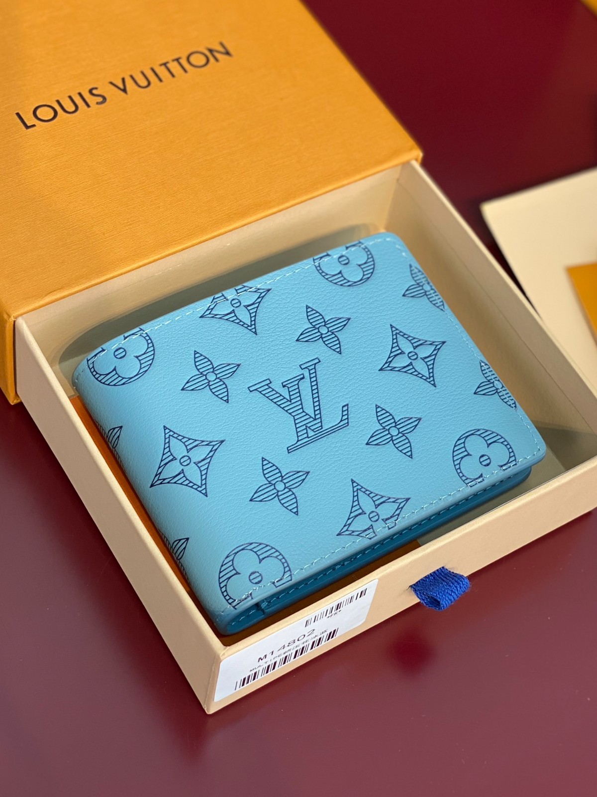 Luis Style Sky Blue Monogram Multiple Wallet Compact Bifold Wallet Unisex