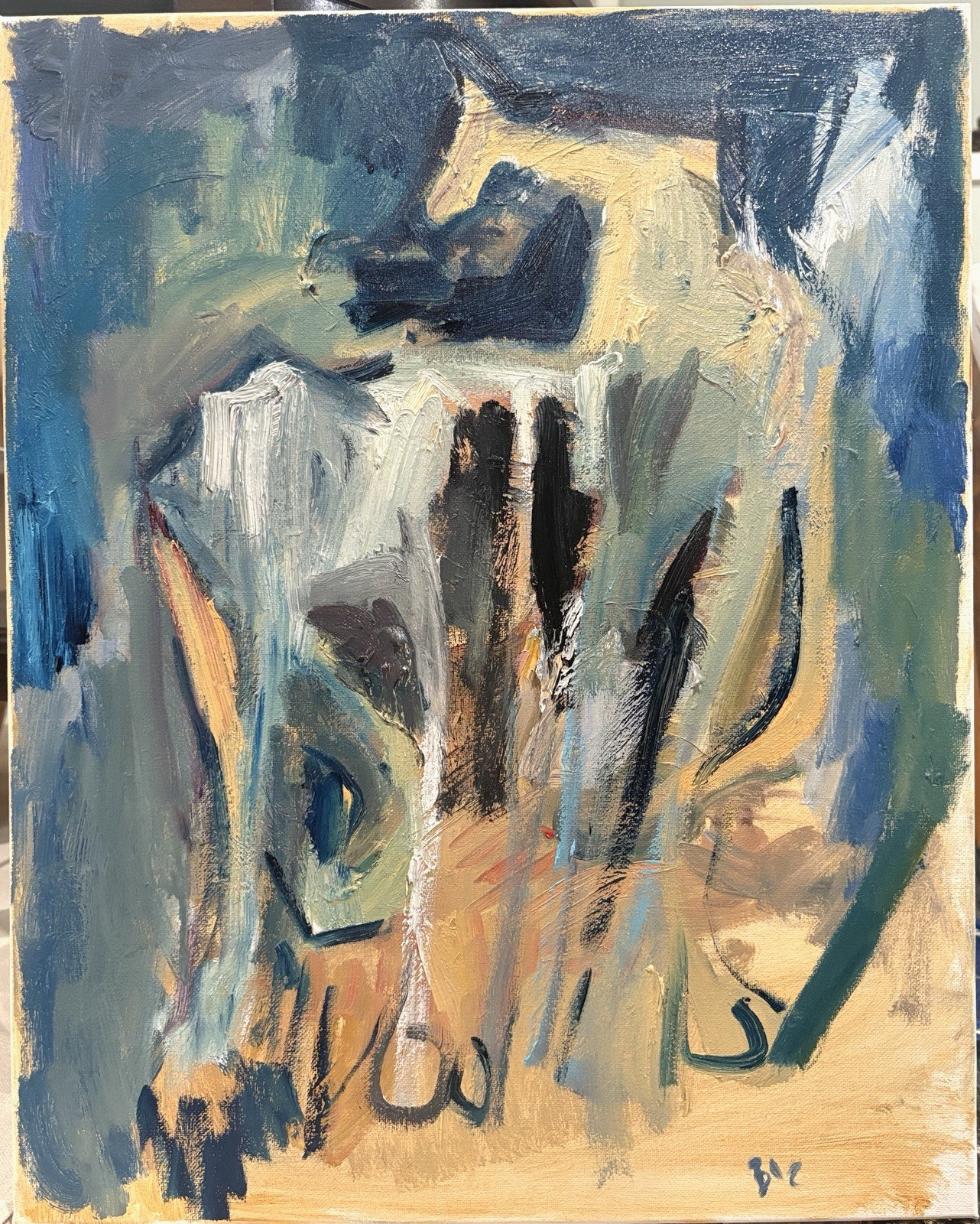 Horses Abstract Cubist Animal Oil Painting On Canvas 16”x20” Original Signed Horses Abstract Cubist Animal Oil Painting On Canvas 16”x20” Original Signed