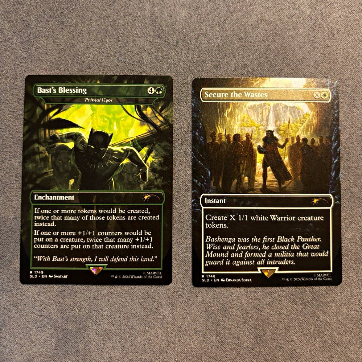 MTG Secret Lair Marvel 2-Card Lot: Bast\'s Blessing; Secure the Wastes MTG Secret Lair Marvel 2-Card Lot: Bast\'s Blessing; Secure the Wastes