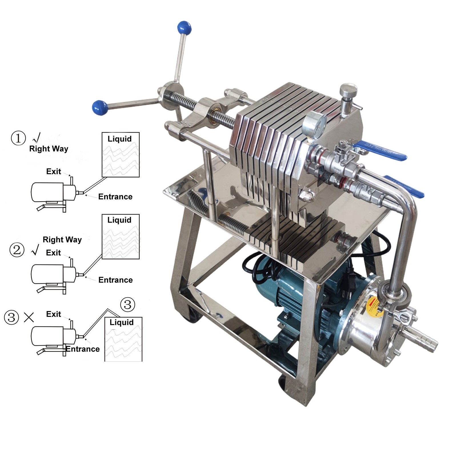 Stainless Steel plate and frame Press Filter Solid Liquid Filter Equipment 110V