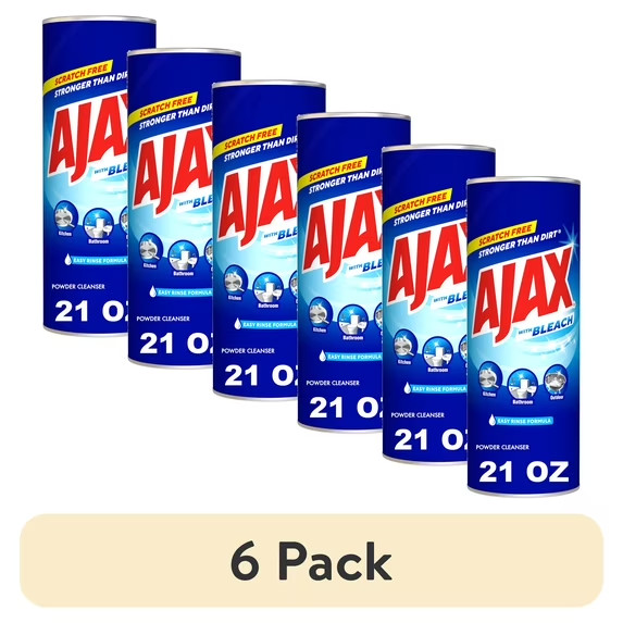 (6 pack) Ajax Powder Cleanser with Bleach, Scratch-Free Formula, 21 oz Bottle (6 pack) Ajax Powder Cleanser with Bleach, Scratch-Free Formula, 21 oz Bottle