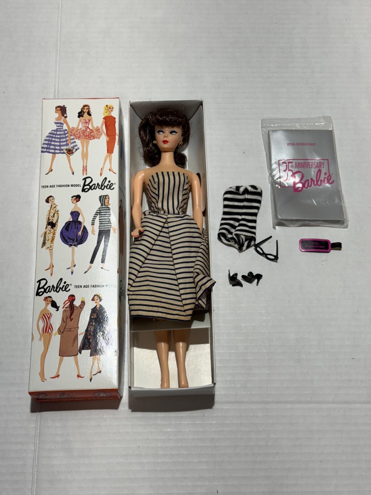 VINTAGE BARBIE BRUNETTE PONYTAIL 1993 35TH ANNIVERSARY DOLL COTTON CASUAL #912 VINTAGE BARBIE BRUNETTE PONYTAIL 1993 35TH ANNIVERSARY DOLL COTTON CASUAL #912