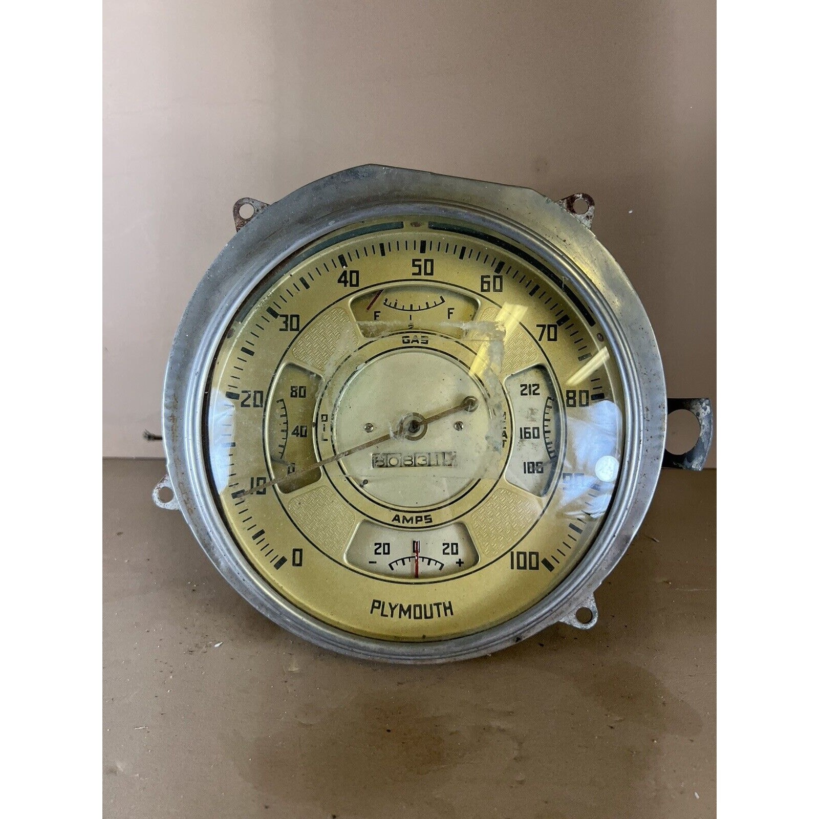 1936 Plymouth Speedometer Instrument Gauge Cluster Dash Gas Oil Amp Temp 1936 Plymouth Speedometer Instrument Gauge Cluster Dash Gas Oil Amp Temp