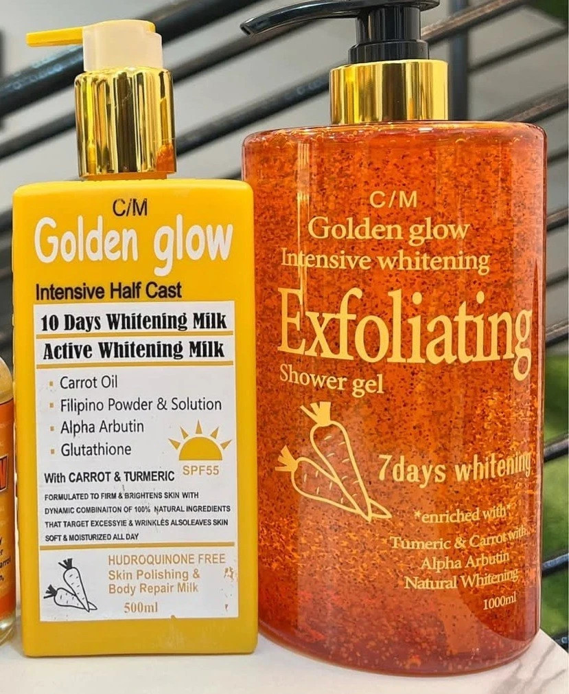 2 in 1 Golden Glow Intensive Whitening Exfoliating Shower Gel & Milk Lotion 2 in 1 Golden Glow Intensive Whitening Exfoliating Shower Gel & Milk Lotion