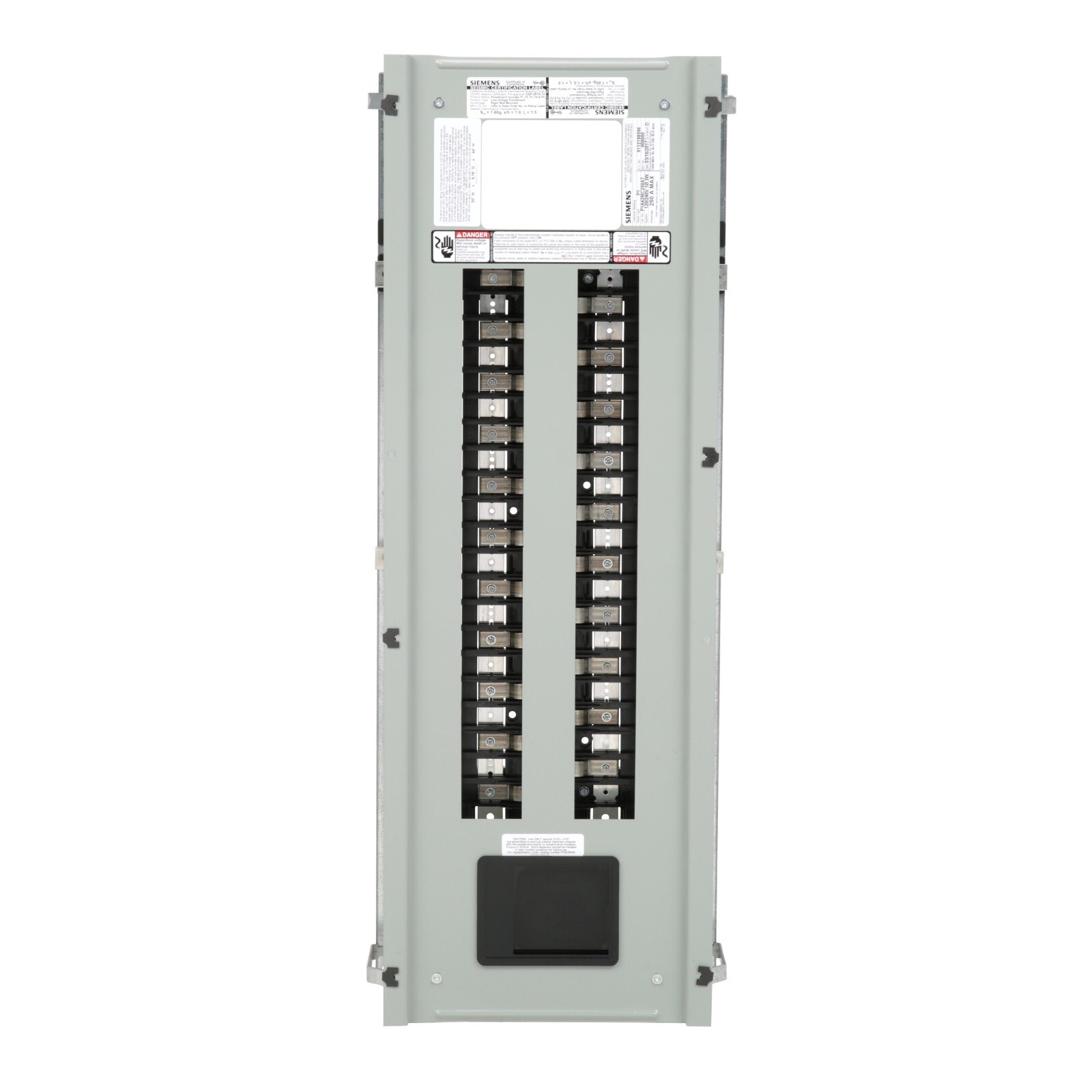 Siemens P1A42MC250AT 250 Amp 42 Circuit 1-Phase Aluminum Bus Panelboard interior Siemens P1A42MC250AT 250 Amp 42 Circuit 1-Phase Aluminum Bus Panelboard interior