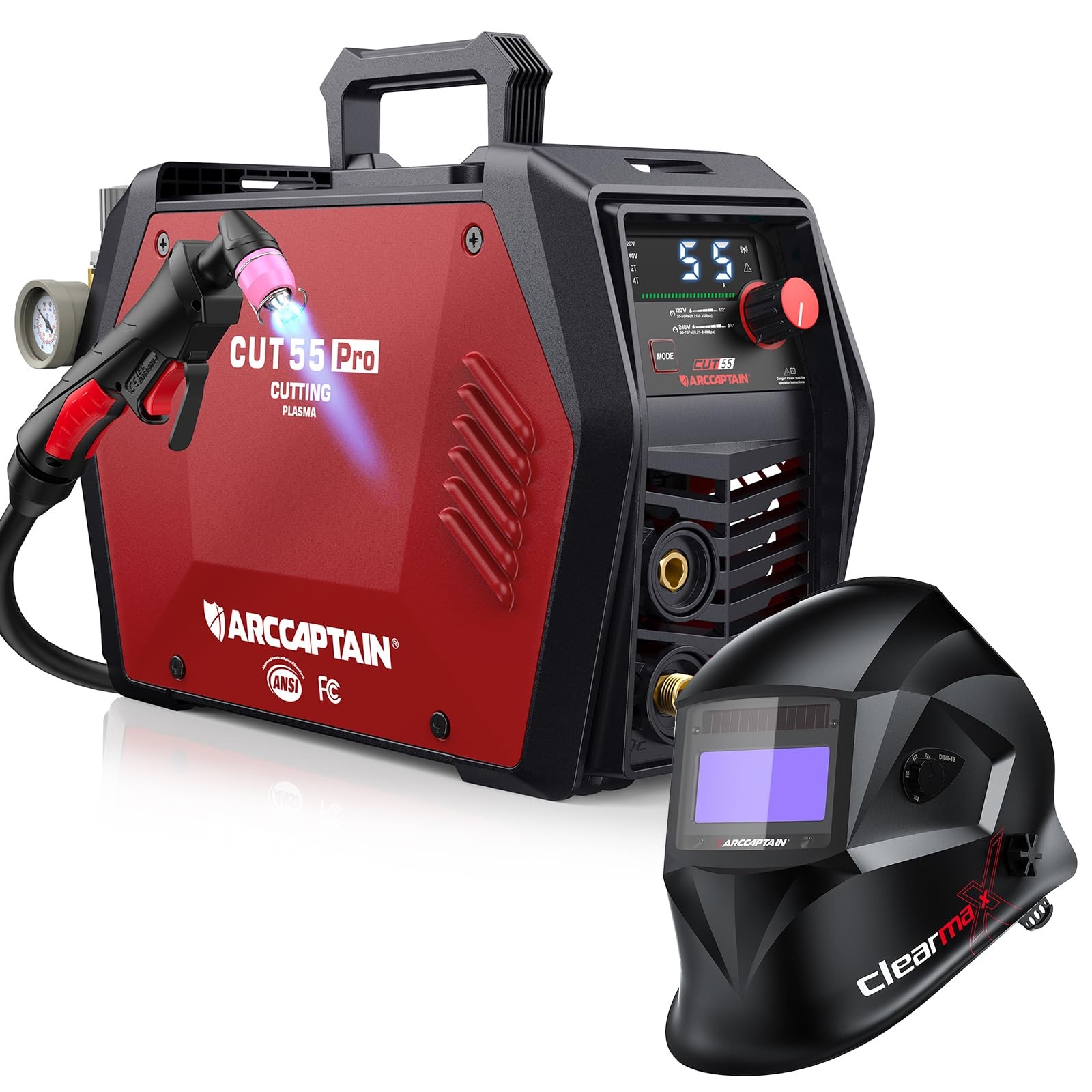 ARCCAPTAIN iControl CUT55 Pro Plasma Cutter 55A Non-Touch IGBT + Welding Helmet ARCCAPTAIN iControl CUT55 Pro Plasma Cutter 55A Non-Touch IGBT + Welding Helmet