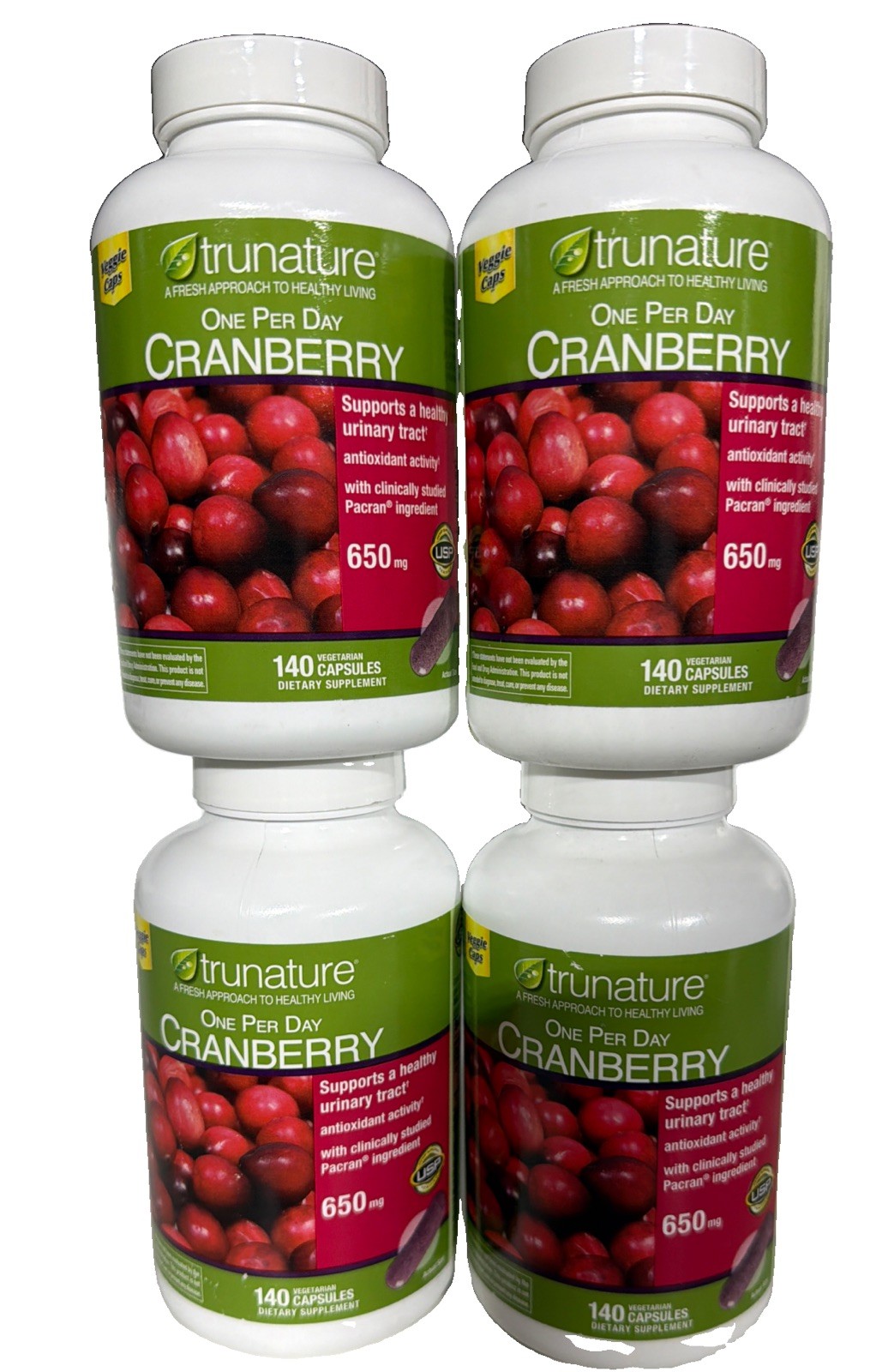 Trunature CRANBERRY 4 Pack 650mg, 140 Vegetarian Capsules one per day 12/2026 Trunature CRANBERRY 4 Pack 650mg, 140 Vegetarian Capsules one per day 12/2026