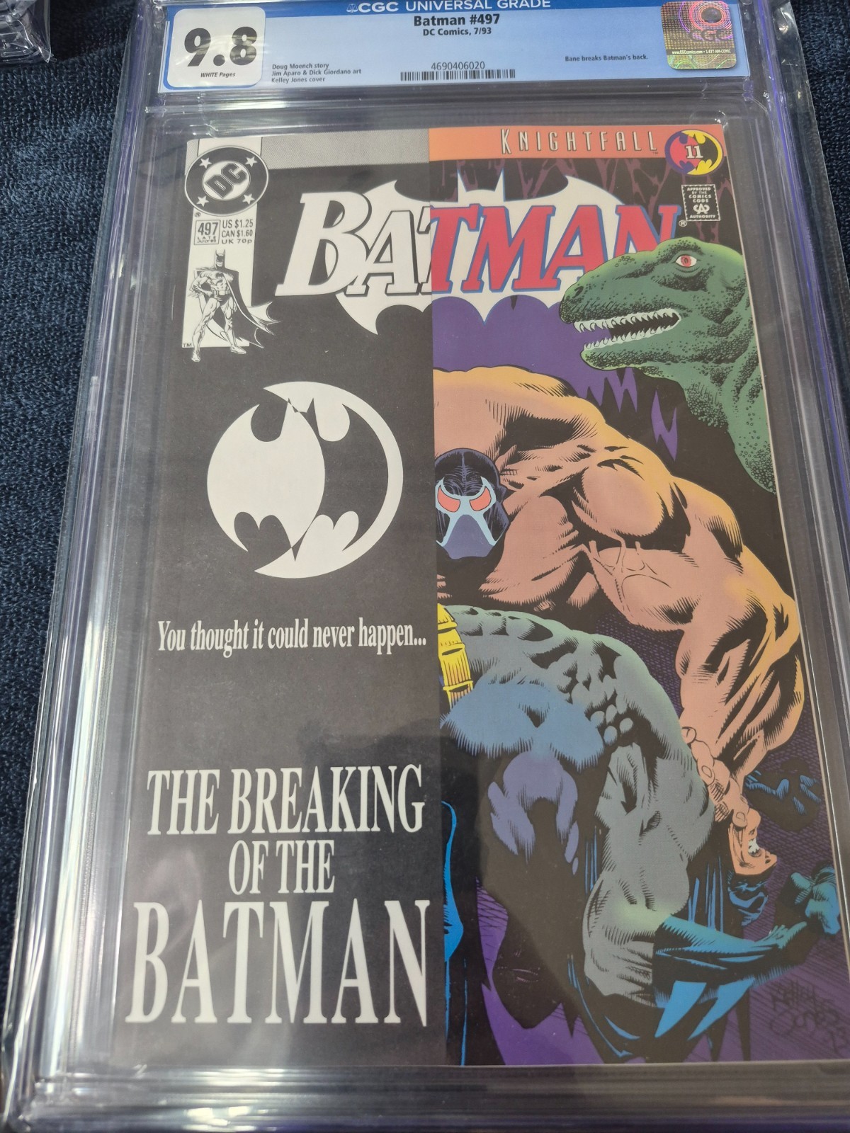 DC Batman 497 Knightfall 1993 CGC 9.8 White Pages Bane Breaks Batman's back
