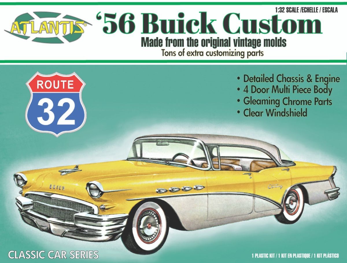 Atlantis 1/32 1956 Buick Custom Route 32 Classic Car Plastic Model Kit H1230 Atlantis 1/32 1956 Buick Custom Route 32 Classic Car Plastic Model Kit H1230