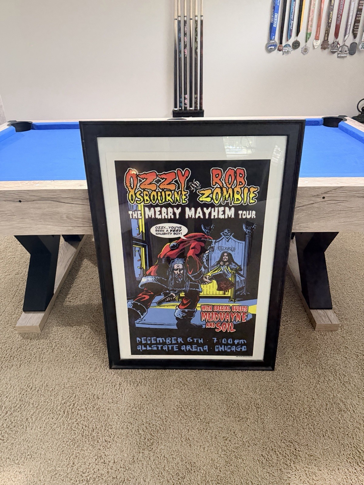 Ozzy Osbourne Rob Zombie Dave Gink Poster 127/200 2001 Merry Mayhem Framed
