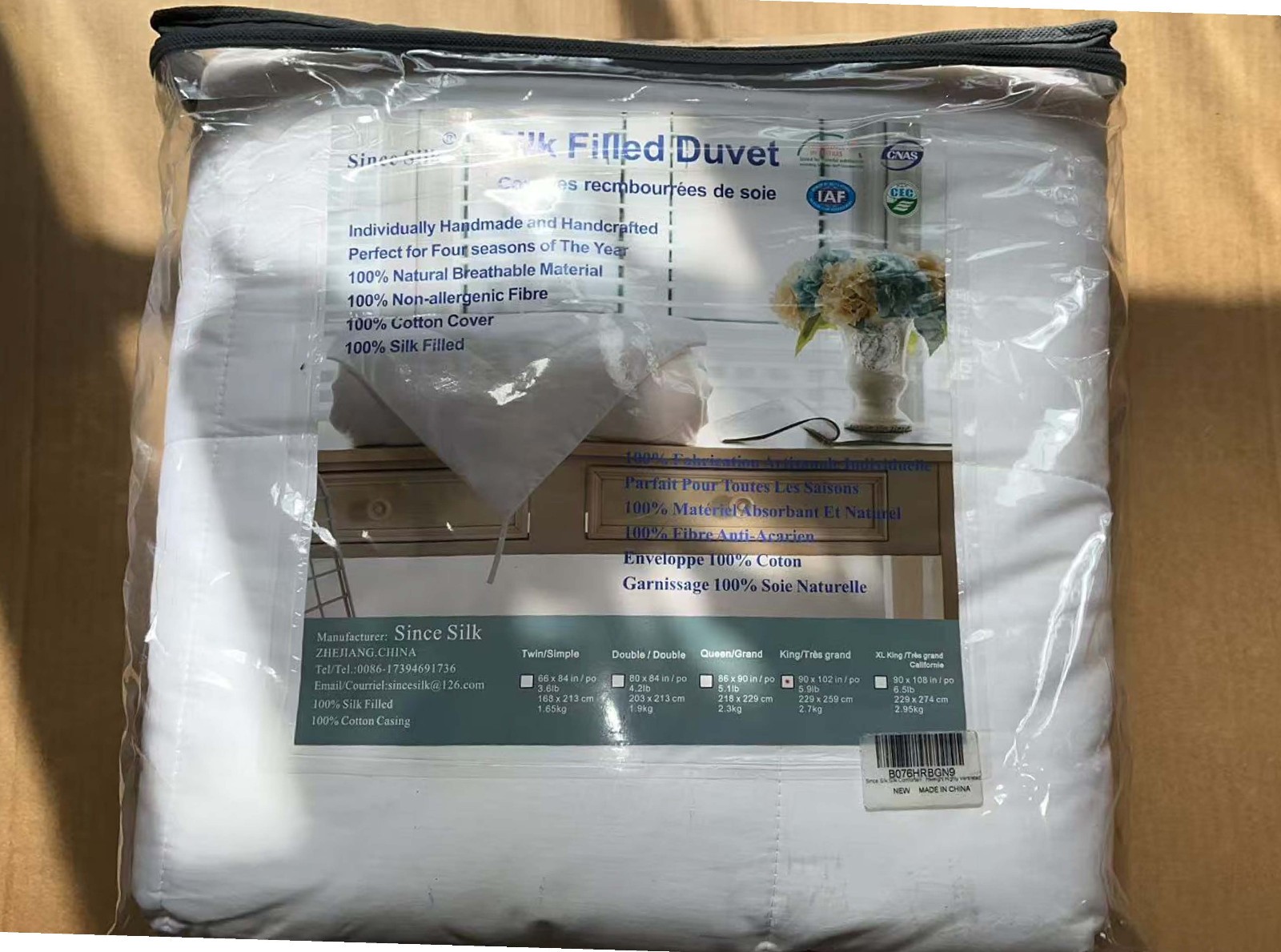 The Since Silk — KING Size Comforter- 100% Silk Filled   5.9LB / 90x102 inch