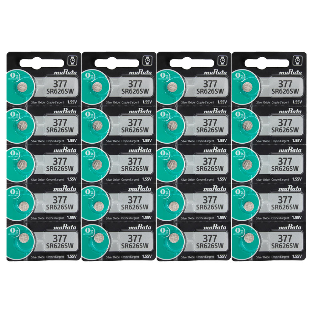 20 Murata SR626SW SR626W SR626 Silver Oxide 1.55V Battery - Replaces Sony 20 Murata SR626SW SR626W SR626 Silver Oxide 1.55V Battery - Replaces Sony