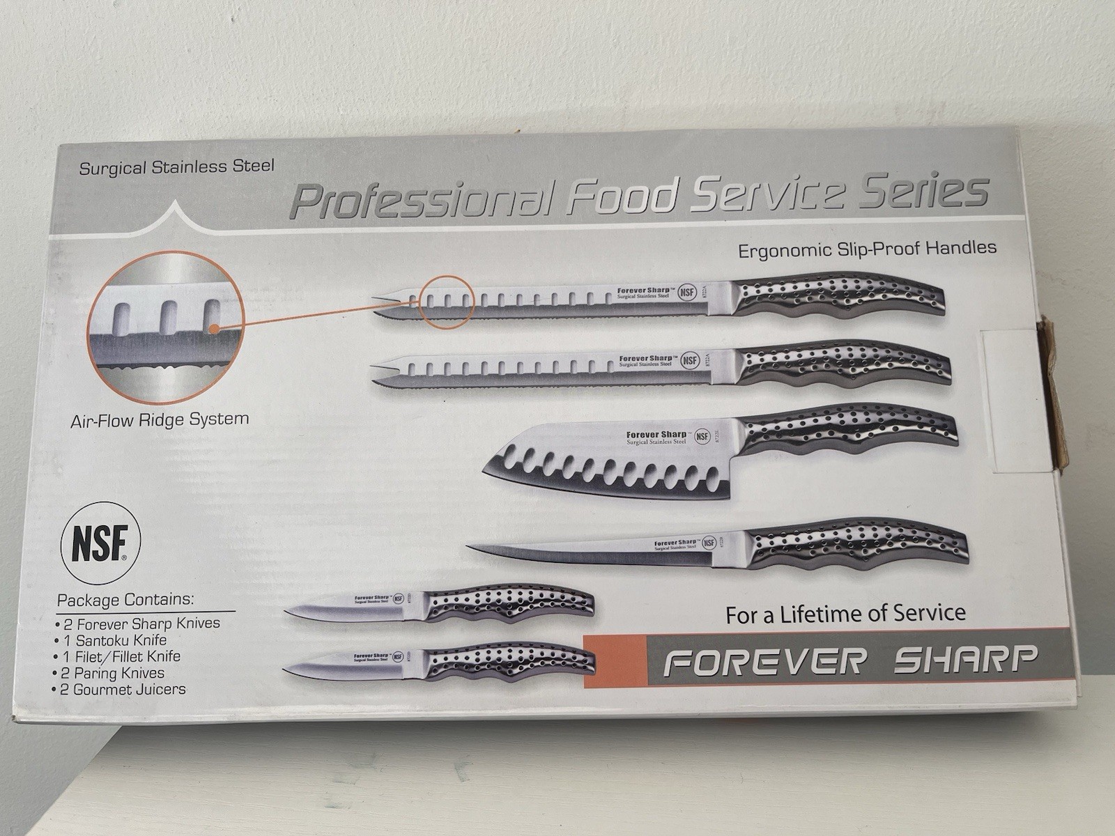 Forever Sharp Professional Knife Set – Stainless Steel – Open Box Forever Sharp Professional Knife Set – Stainless Steel – Open Box