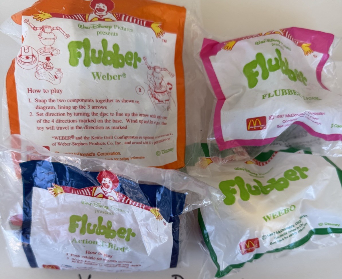 1997 McDonald’s Japan Disney Flubber Complete Set 4 Sealed Happy Meal Toys Weebo