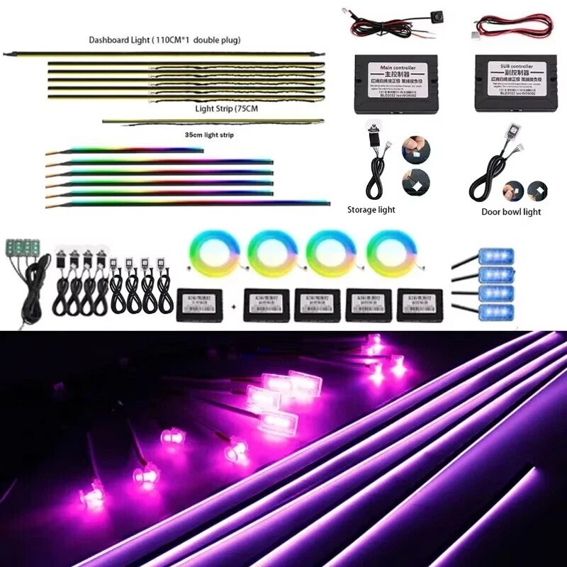 22 in 1 Full LED Bead Symphony Dream Car Interior Ambient Lighting Wireless Set