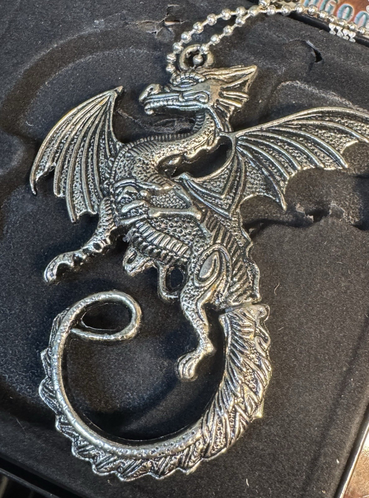 Flying Dragon Necklace, Large Dragon Necklace, Vintage Dragon Necklace