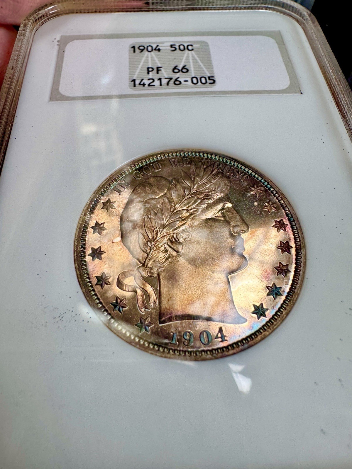 1904 Barber Half Dollar NGC PF66 Old Fat 1st Gen Holder Rainbow W Deep Mirrors 