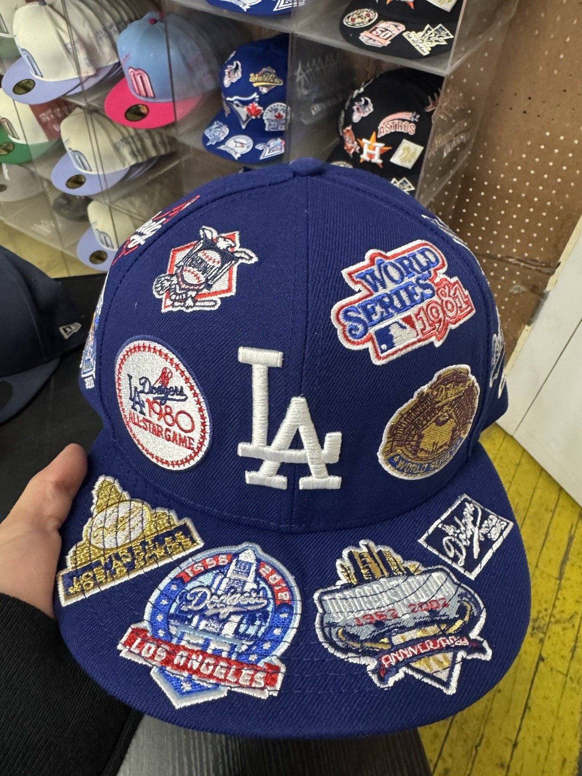 New Era Los Angeles Dodgers All Over Patch Custom 9FIFty Snapback Hat Blue Cap New Era Los Angeles Dodgers All Over Patch Custom 9FIFty Snapback Hat Blue Cap