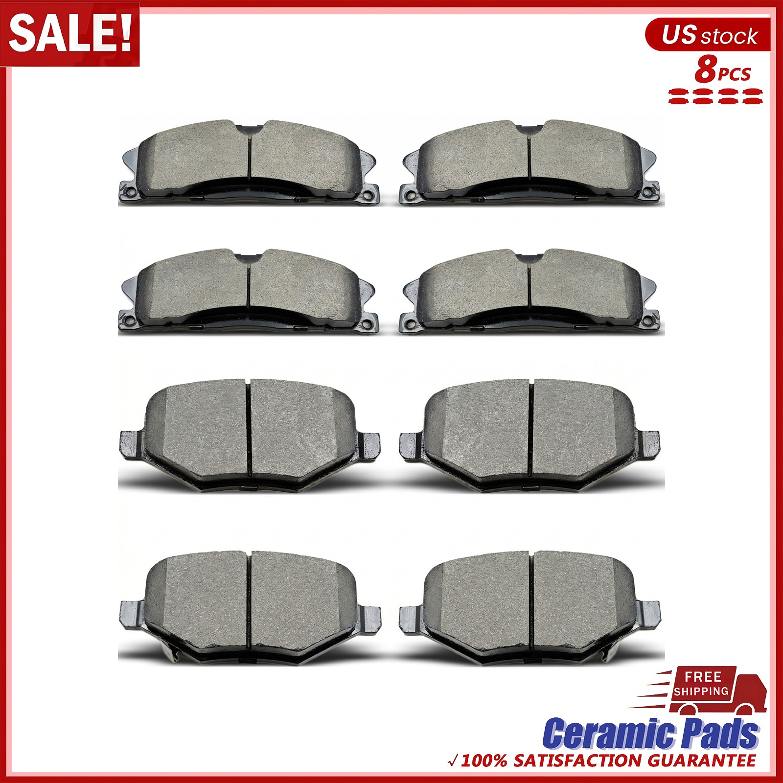 Front & Rear Ceramic Brake Pads For Ford Explorer Flex Taurus, Lincoln MKS MKT