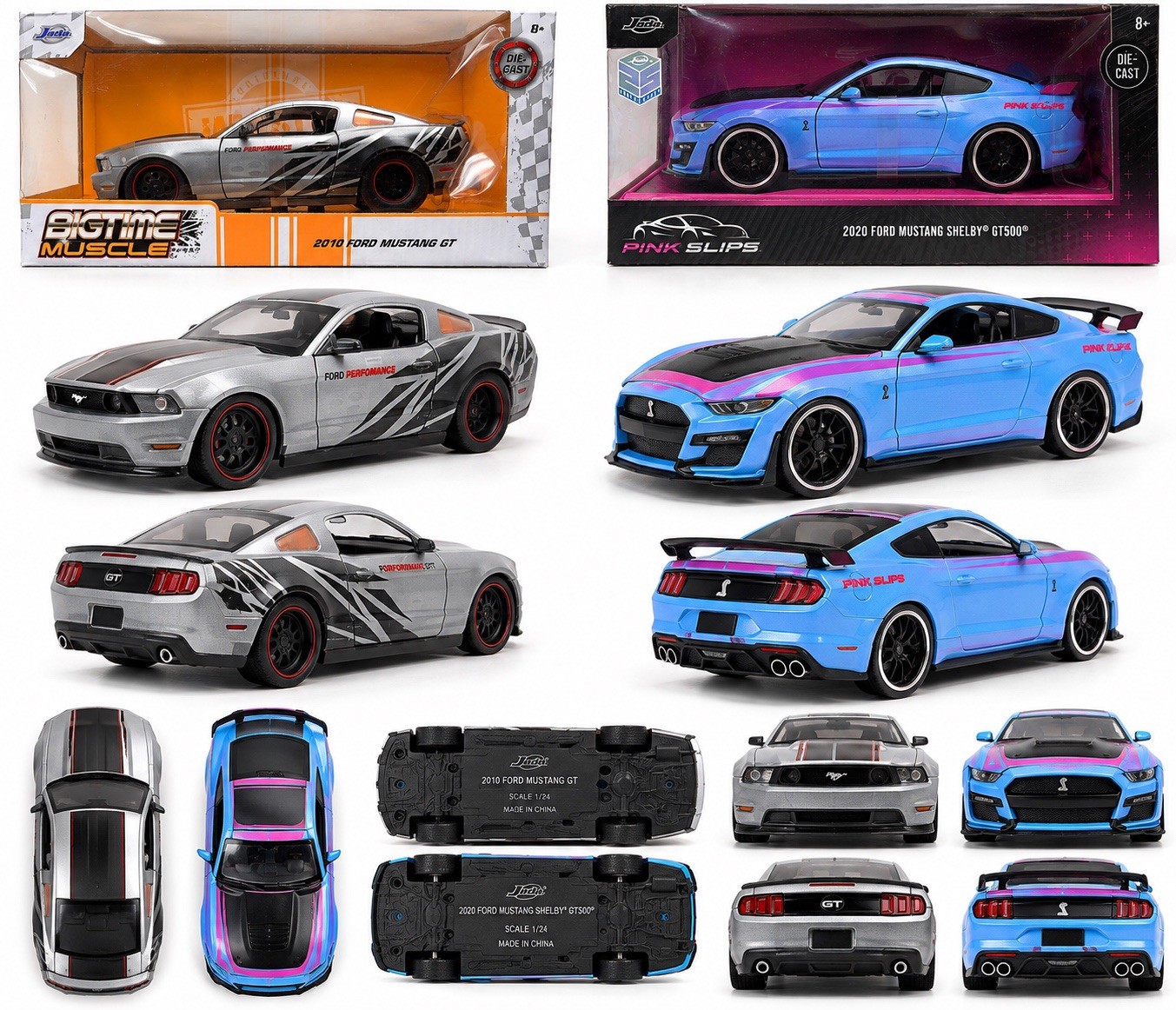 Jada 1:24 Ford Mustang Diecast 2-Car Lot 2010 GT & 2020 Shelby GT500 Boxed Jada 1:24 Ford Mustang Diecast 2-Car Lot 2010 GT & 2020 Shelby GT500 Boxed