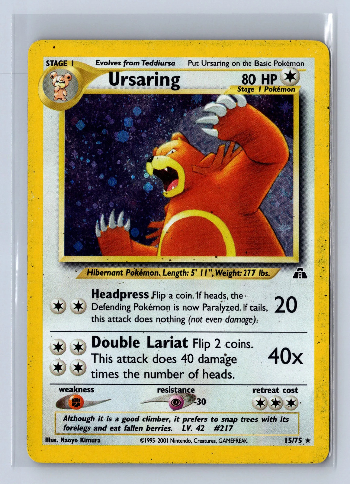 2001 Pokemon Neo Discovery Holo Ursaring #15/75 HP 2001 Pokemon Neo Discovery Holo Ursaring #15/75 HP