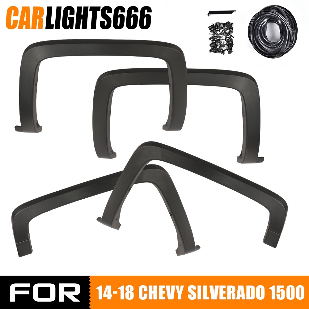 4PC Fender Flares Factory Style Fit For 2014-2018 Chevy Silverado 1500 2500 3500