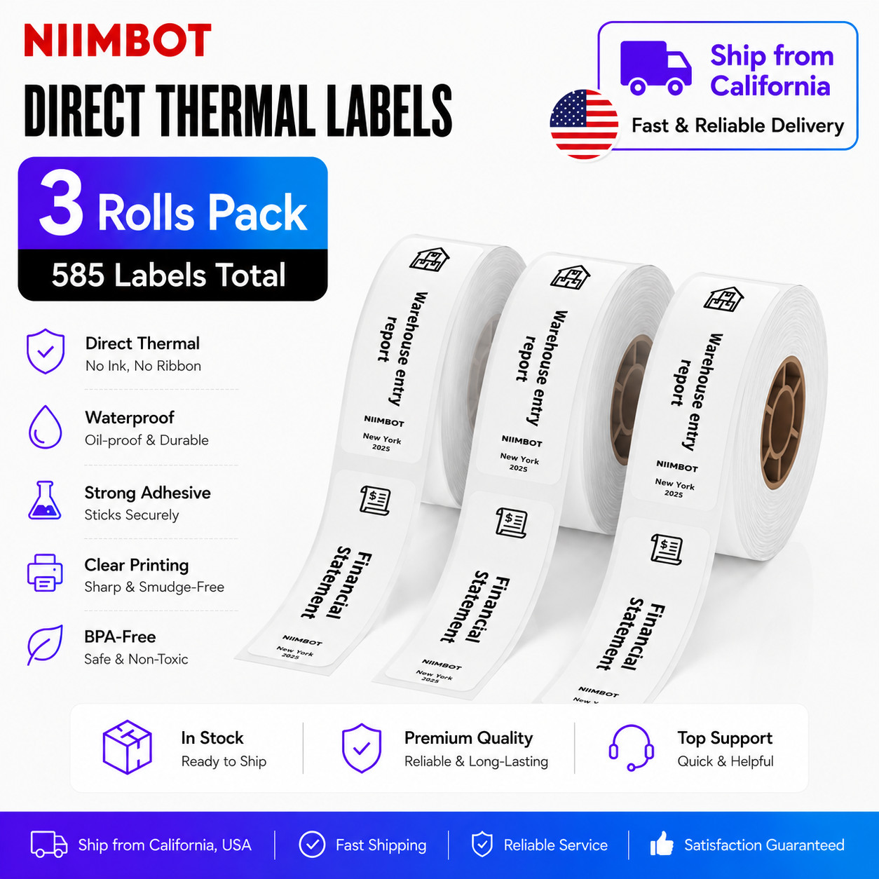 3PK NIIMBOT Thermal Label Maker Tape 15x30mm (0.59\