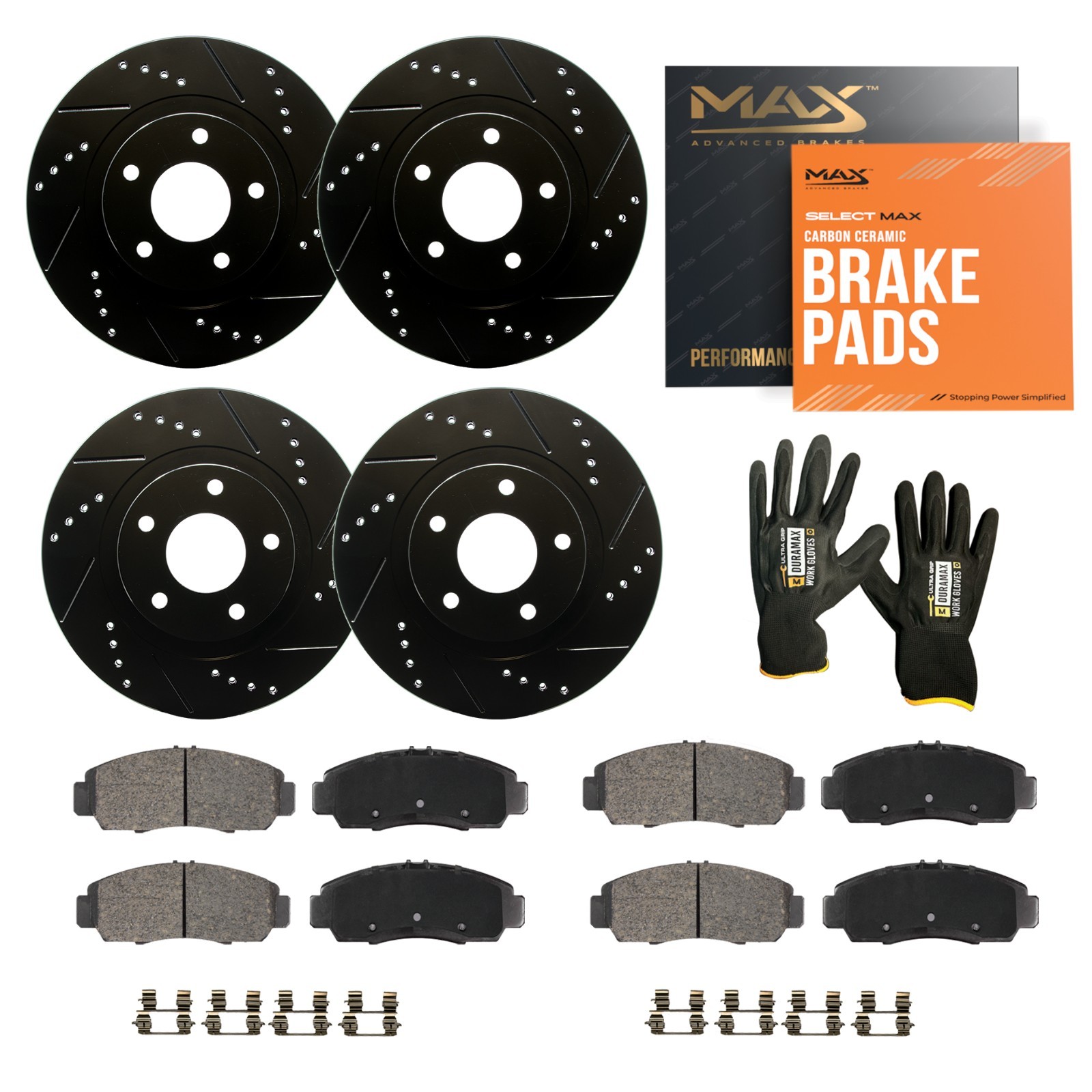 Front & Rear Drilled Slotted Rotors + Pads for 2017 2018 Audi Q7 Front & Rear Drilled Slotted Rotors + Pads for 2017 2018 Audi Q7
