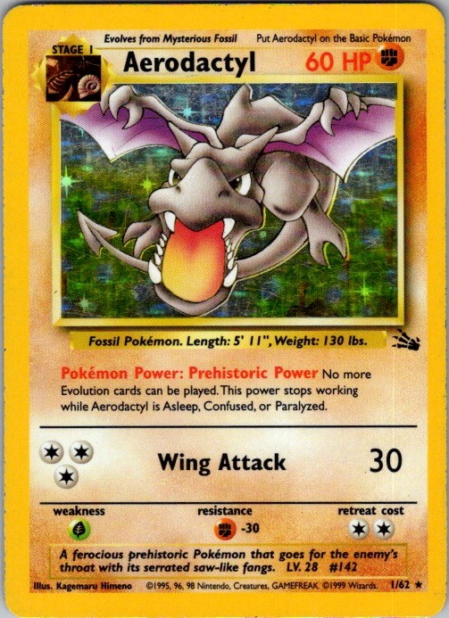 Aerodactyl (1) Unlimited Holo Holo Rare Fossil 01/62 NM