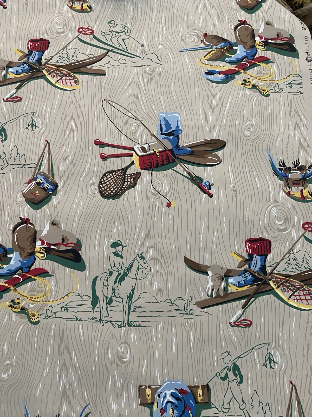 Incredible 3 Rolls Western Cabin Fly fishing Wallpaper Vintage Man Cave Trailer