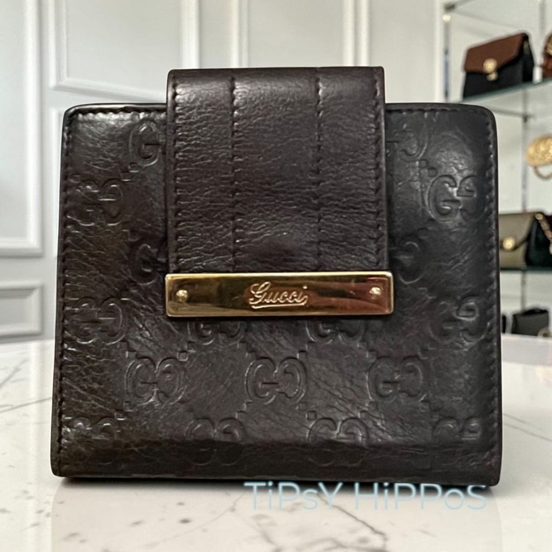 Gucci Guccissima GG Monogram Leather Bifold Wallet - Vintage Black/Gold