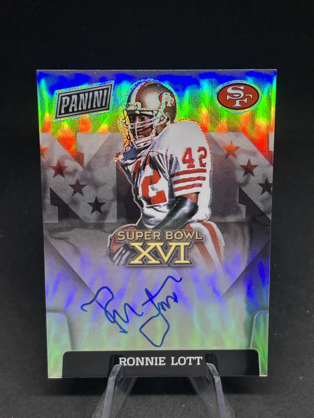 2022 Panini Prizm Ronnie Lott Superbowl XVI AUTO On Card HOF #SBSVI-RL 49ers 2022 Panini Prizm Ronnie Lott Superbowl XVI AUTO On Card HOF #SBSVI-RL 49ers