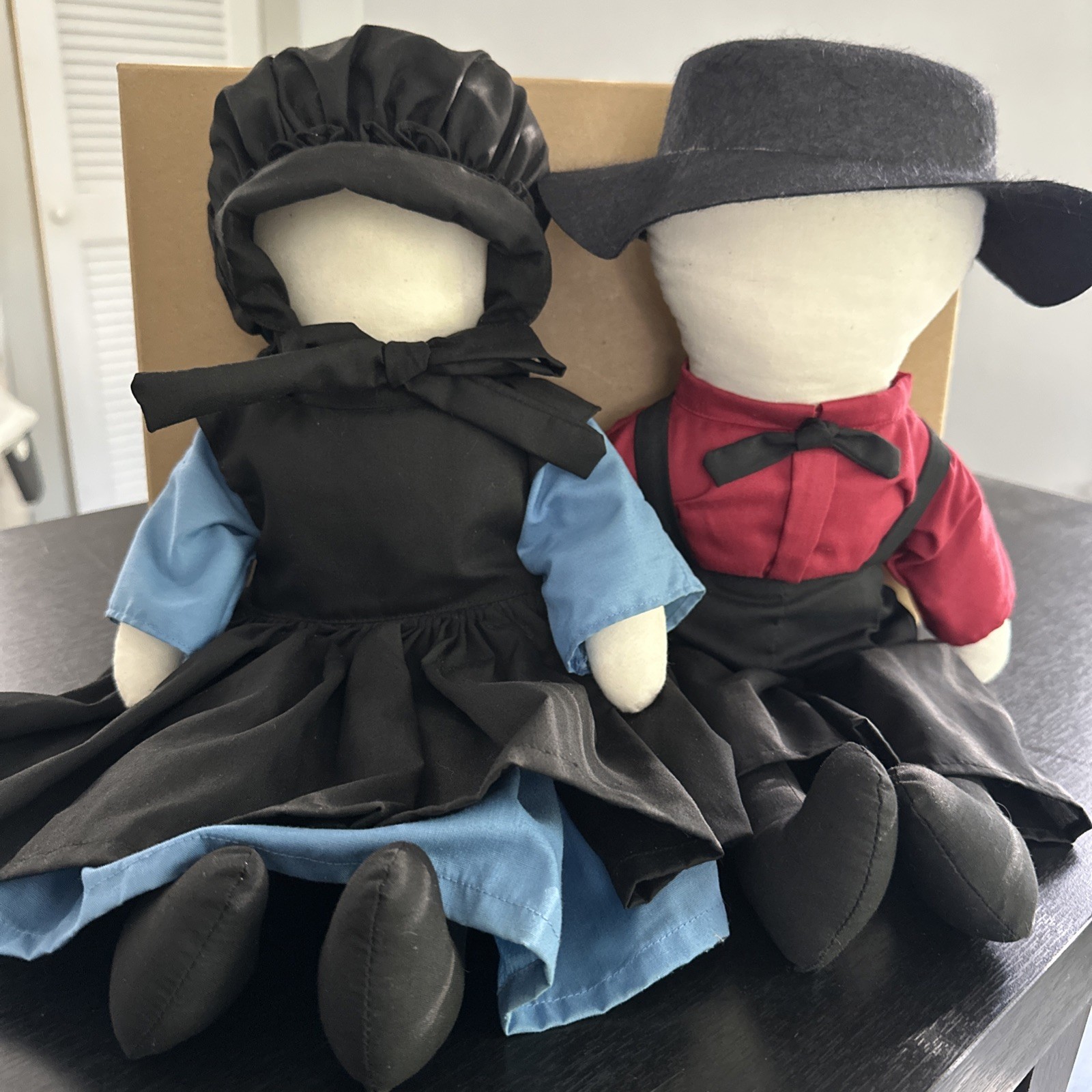 Vintage 1983 Cloth Amish Dolls Boy & Girl Hand Made Pixie Enterprises Folk Art Vintage 1983 Cloth Amish Dolls Boy & Girl Hand Made Pixie Enterprises Folk Art