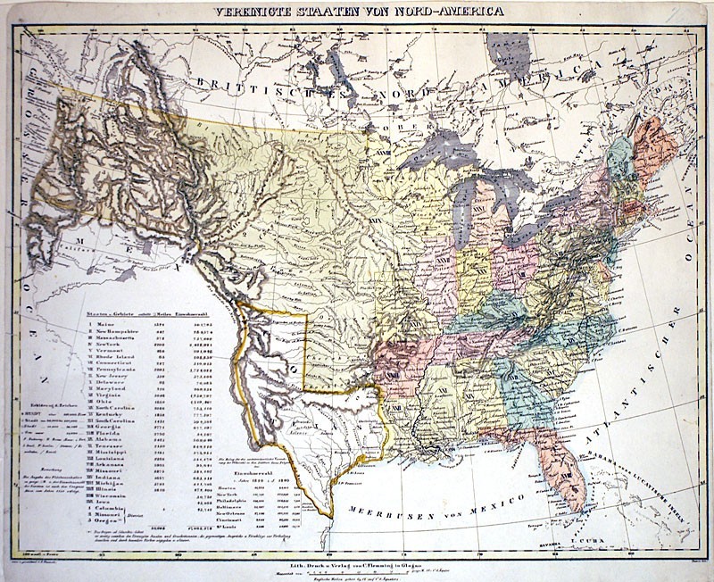 c 1845 ORIGINAL  MAP of TEXAS REPUBLIC and  the UNITED STATES