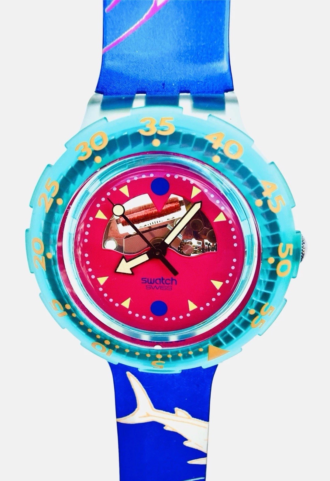 Vintage Swatch Watch HAPPY FISH SDN101 1991 Scuba Diver Glow In The Dark Dial Vintage Swatch Watch HAPPY FISH SDN101 1991 Scuba Diver Glow In The Dark Dial