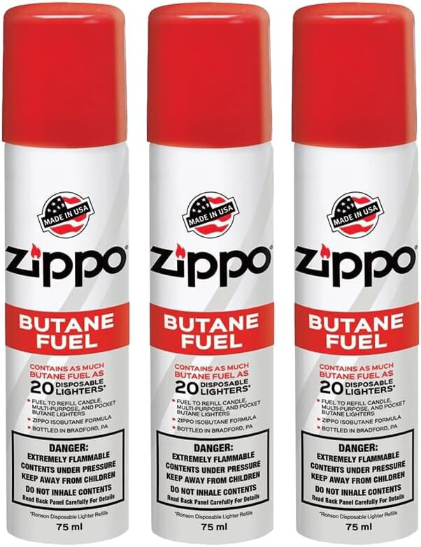 Zippo Premium Butane Fuel 1.48 oz - 3 Pack Zippo Premium Butane Fuel 1.48 oz - 3 Pack